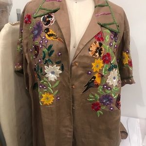 Original Todd Oldham embroidered Linen Shirt